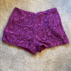 Crochet Purple Zipper Shorts
